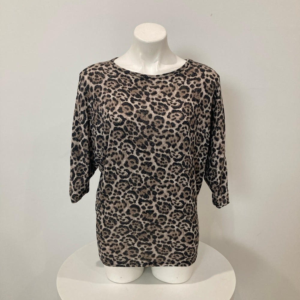 DONT STOP BELIEVING Dolman Leopard Hi Low Shirt S